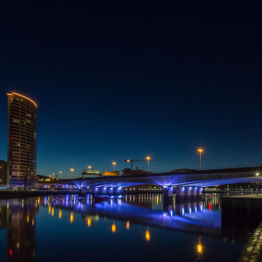 River Lagan Image of the vibrant blues of the River Lagan and Belfast Lough.